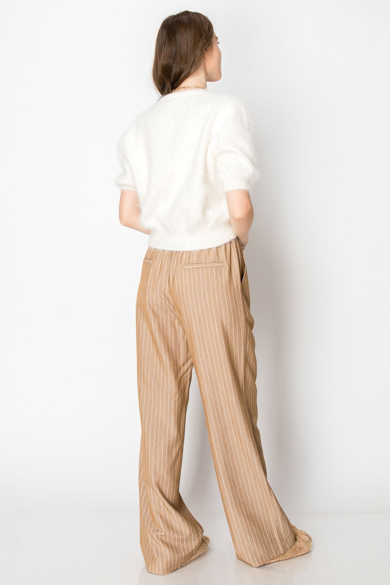 Pin Stripe Wide Leg Office Trousers