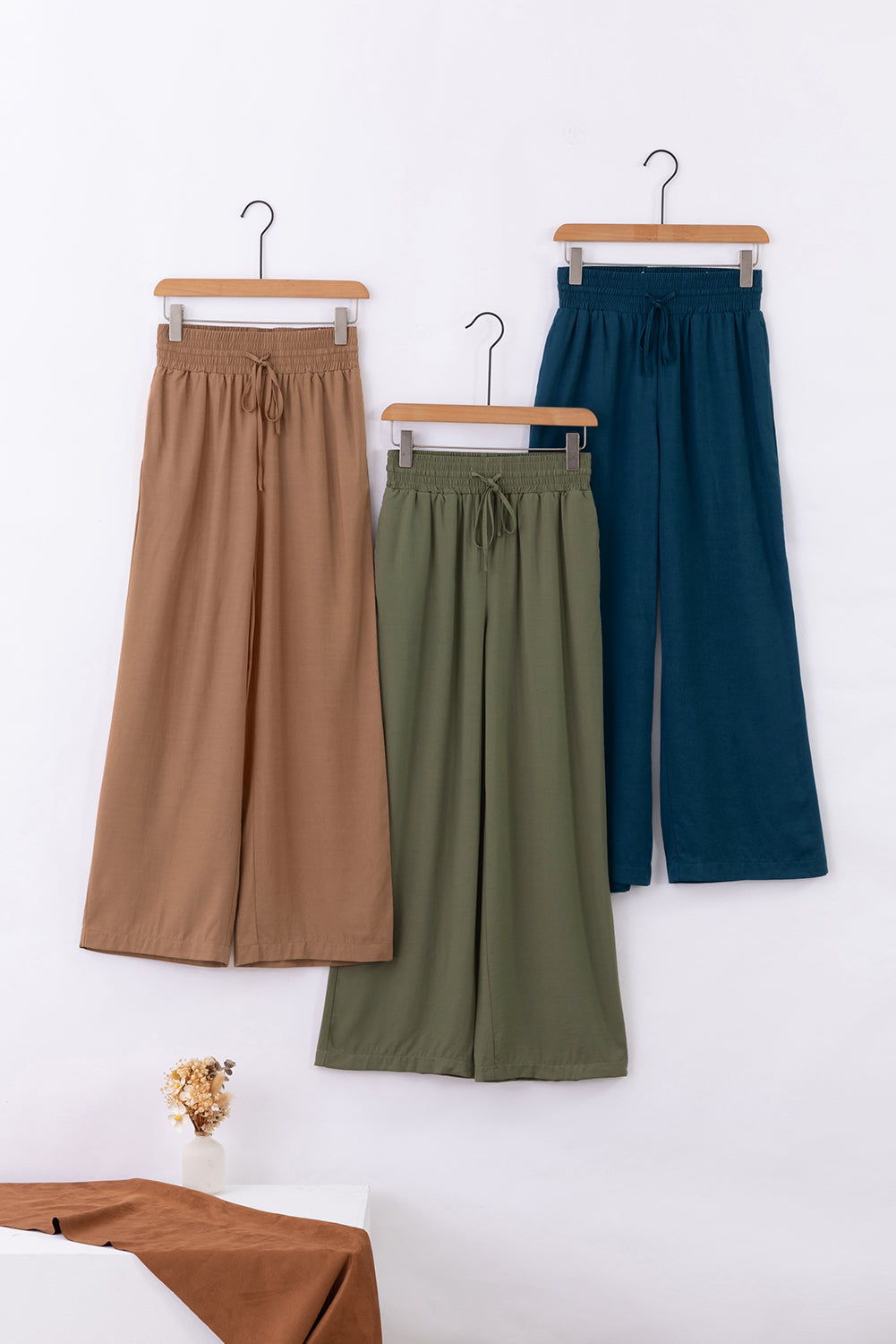 Kenzie Drawstring Elastic Waist Casual Wide Leg Pants